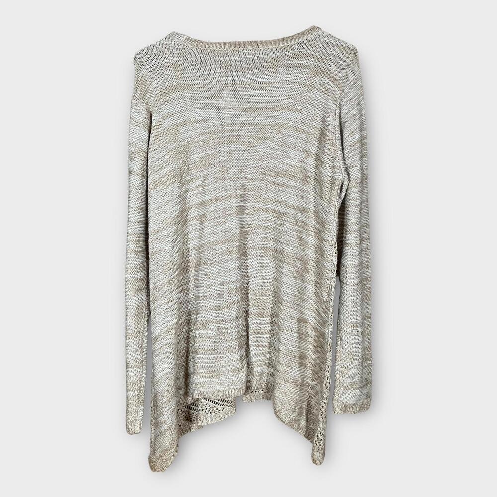 Signature Studio Open Knit Sweater Women's Size Large Long Sleeve Tan - Picture 2 of 6
